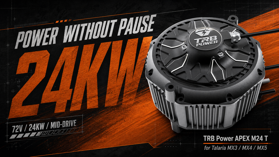 TRB Power APEX M24 T 72V 24kW mid-drive motor for Talaria MX3 MX4 MX5