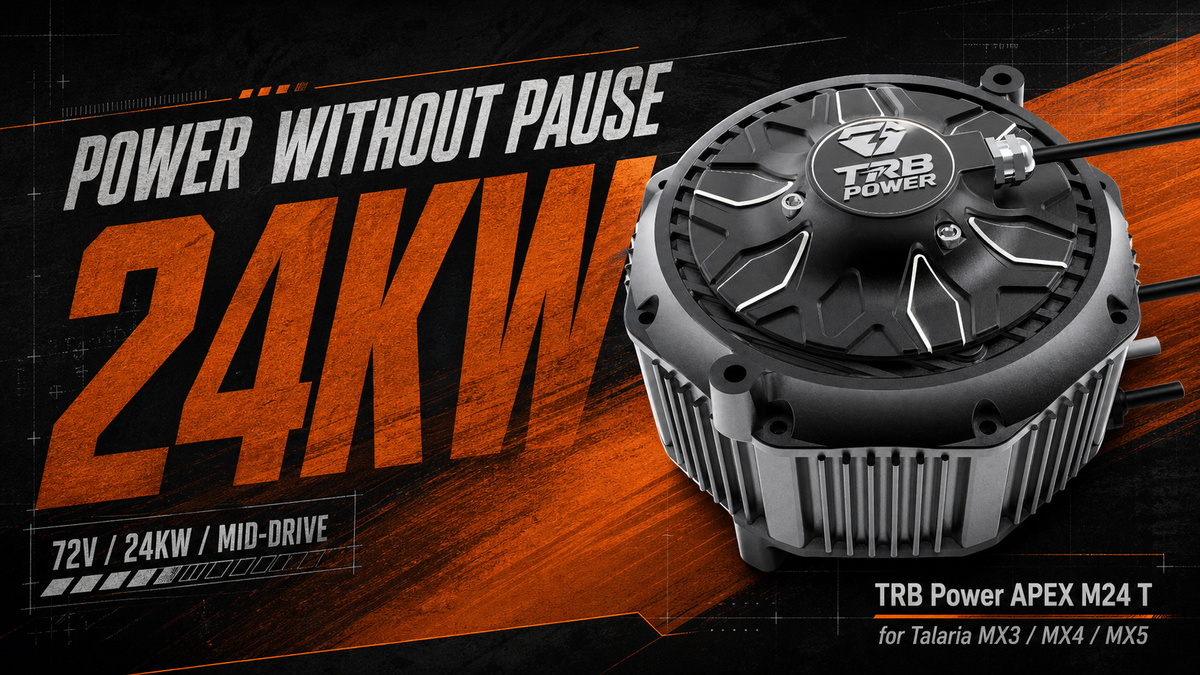 TRB Power APEX M24 T 72V 24kW mid-drive motor for Talaria MX3 MX4 MX5