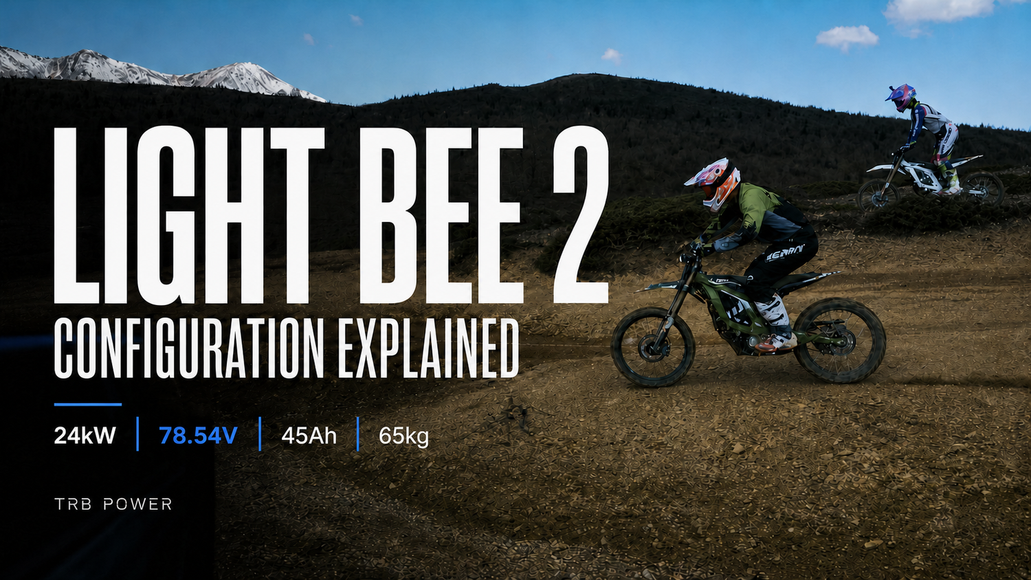 Surron Light Bee 2 riders with 24kW power and 78.54V 45Ah battery specifications