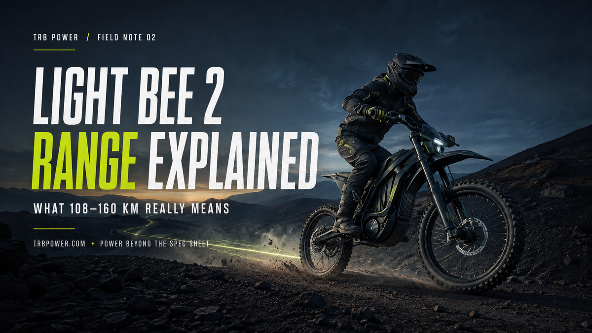 Surron Light Bee 2 range explained by TRB POWER on a mountain trail