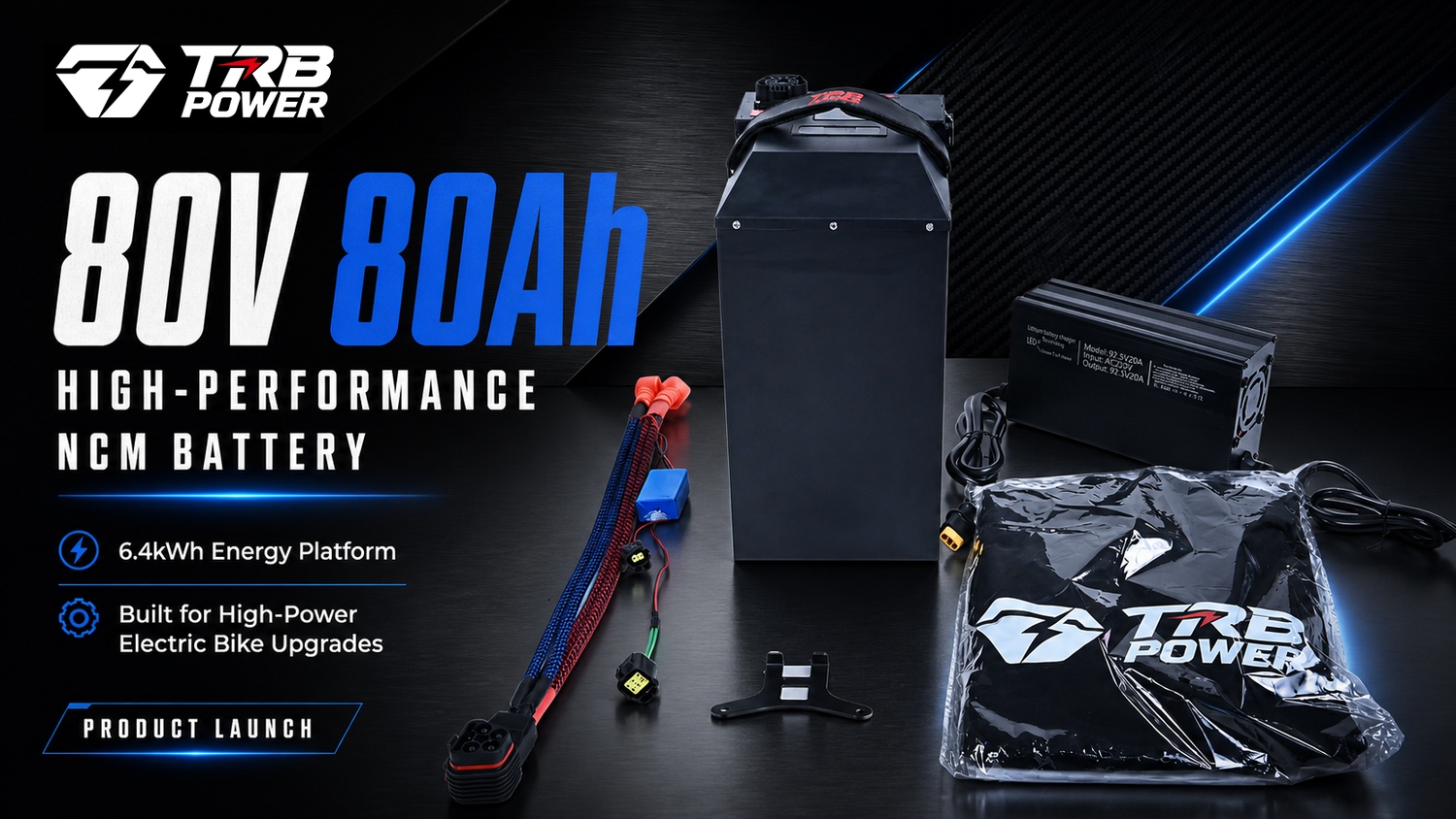 TRB POWER 80V 80Ah High-Performance NCM Battery product launch poster