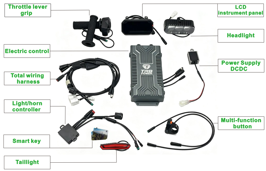 TRB Power TRB72 P800 D250 F200 G 72V 25KW FOC Motor Controller for Electric Motorcycle / Light Bee Upgrade