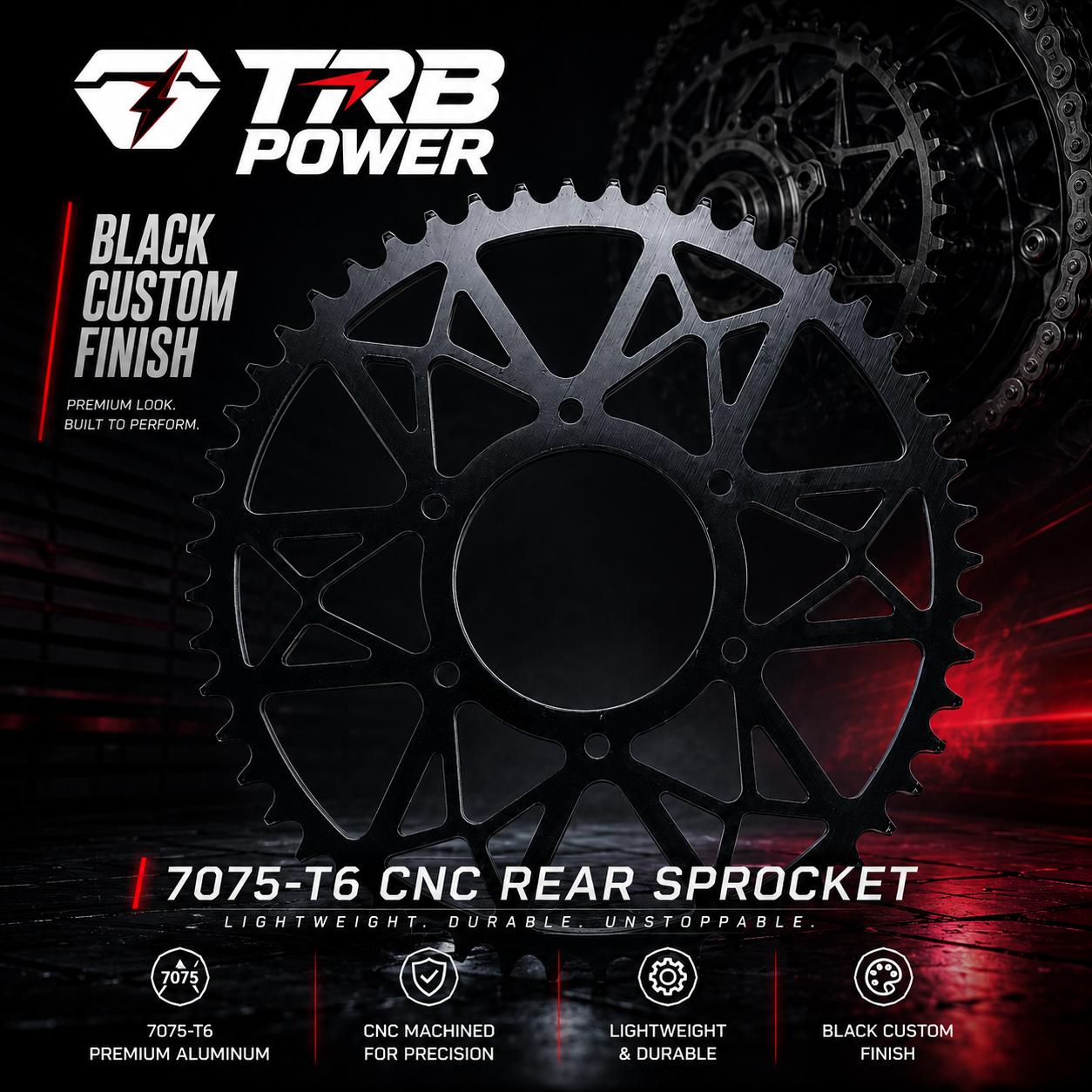 TRB POWER 58T CNC 7075 rear sprocket for Sur-Ron Light Bee