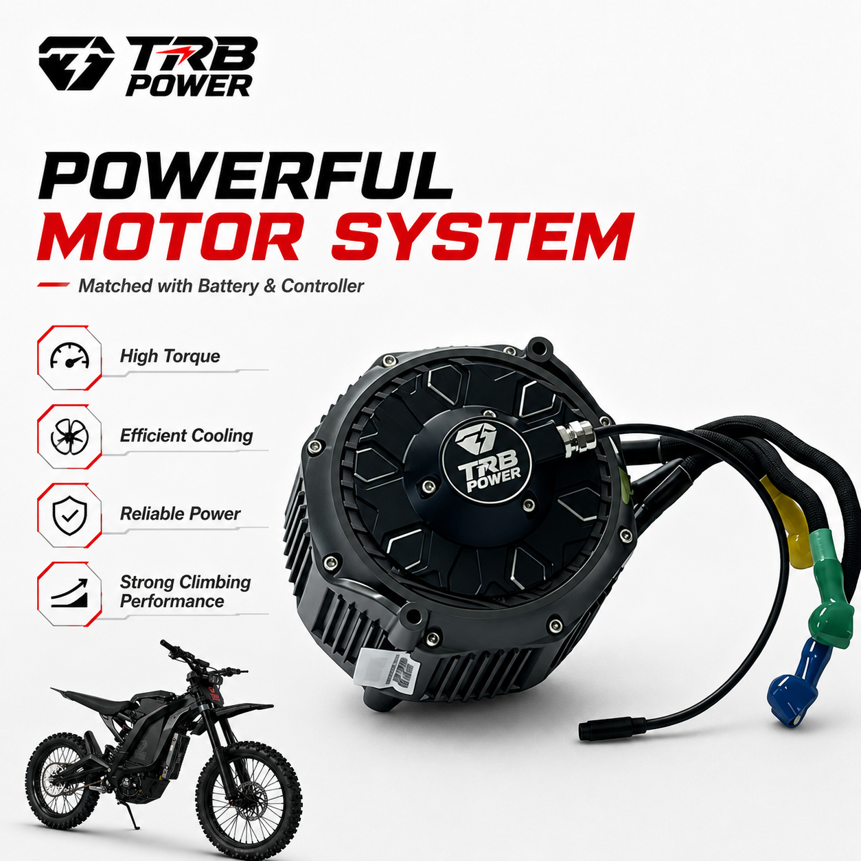 High Power Electric Dirt Bike 72V45Ah Battery 32kW Motor 35kW Controller for Extreme Riding