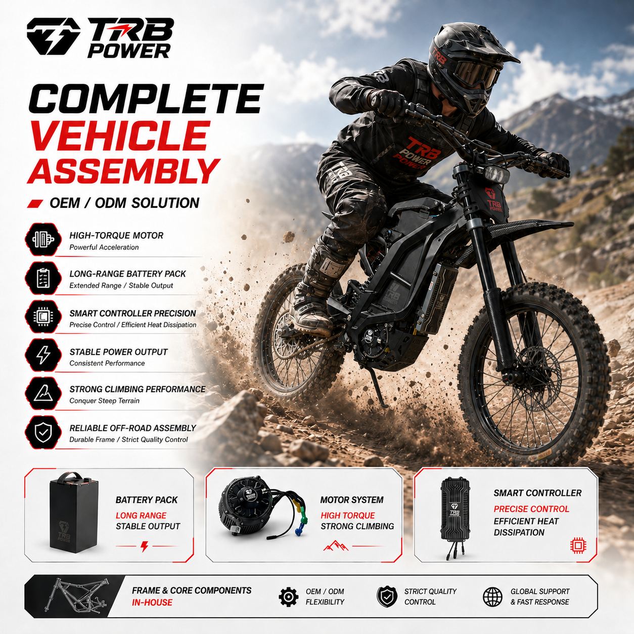 High Power Electric Dirt Bike 72V45Ah Battery 32kW Motor 35kW Controller for Extreme Riding