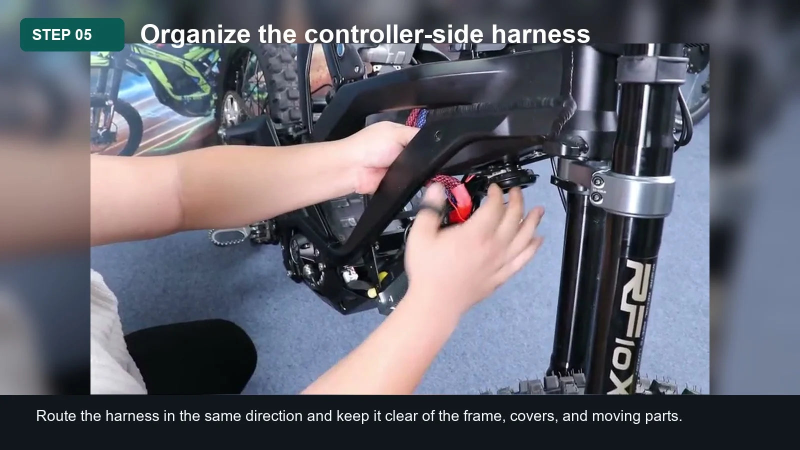 Light Bee Battery Discharge Cable Installation Guide: Step 05, Organize the controller-side harness
