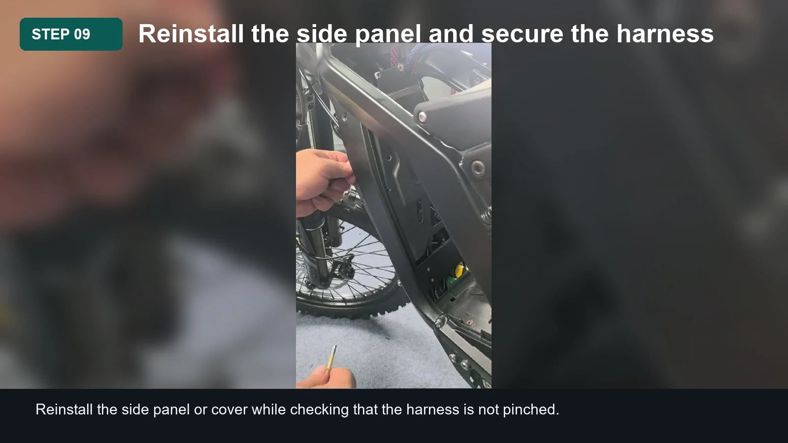 Light Bee Controller Installation Guide: Step 09, Reinstall the side panel and secure the harness