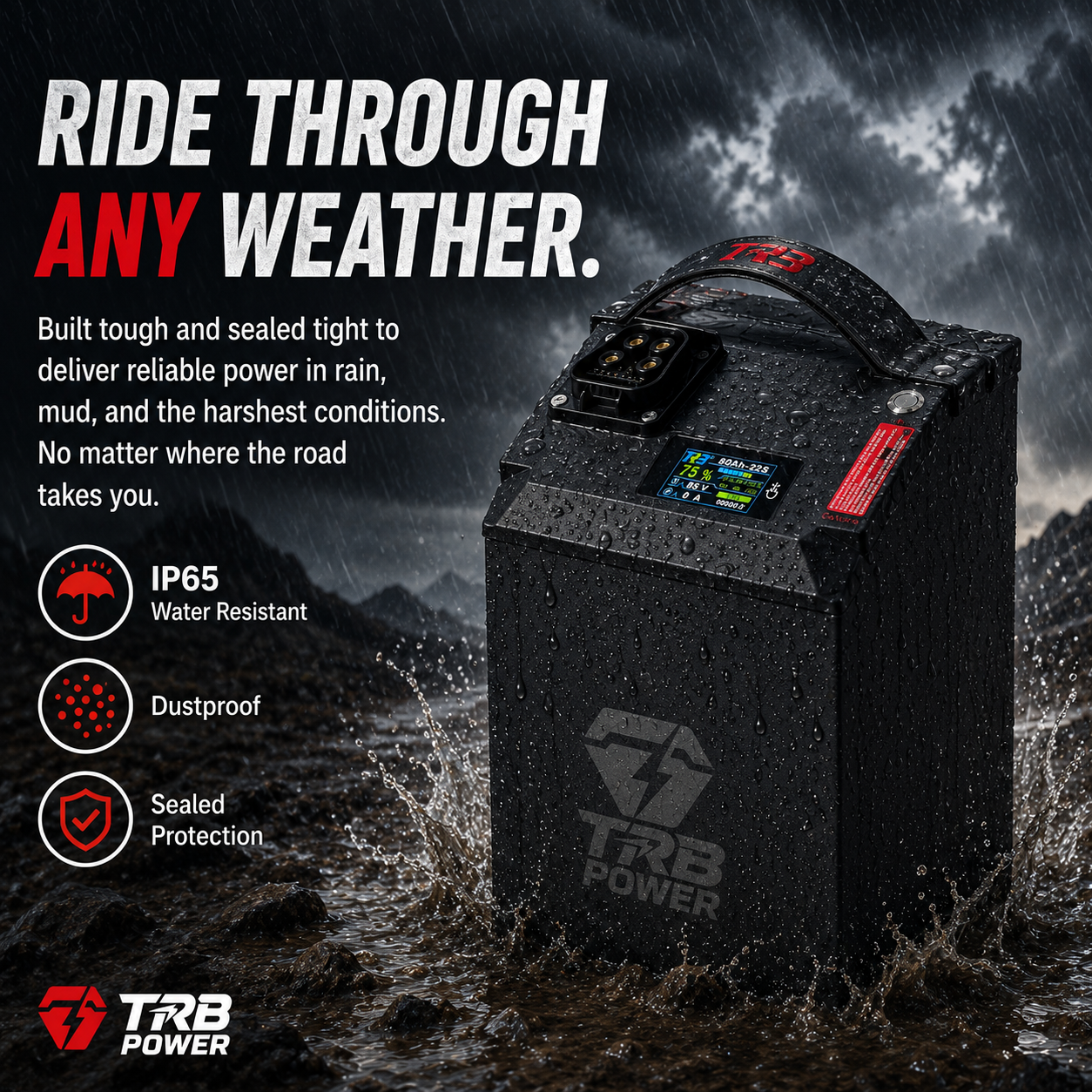 TRB Power IP65 water resistant battery